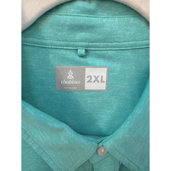 Chubbies Mens Aqua Short Sleeve Polo Shirt 2XL Polyester & Spandex Blend - Picture 2 of 5